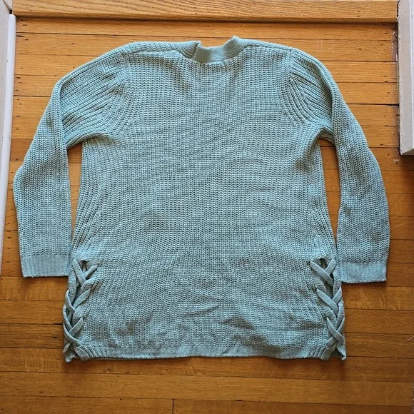 LOVE ELLIE Audra Side Lace Up Detail Textured Cardigan, Sage Green, Women's L - Picture 6 of 12